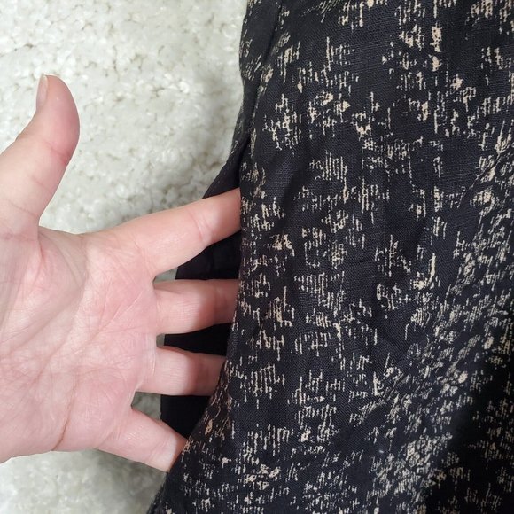 Gap Dress Womens 20 Black Tan Mini Linen Sleeveless Pockets Fit Flare Abstract - Picture 11 of 14